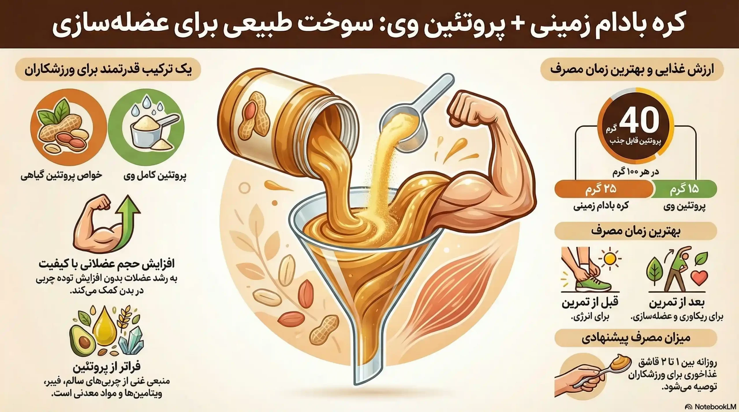 کره بادام زمینی + پروتئین وی پگاه